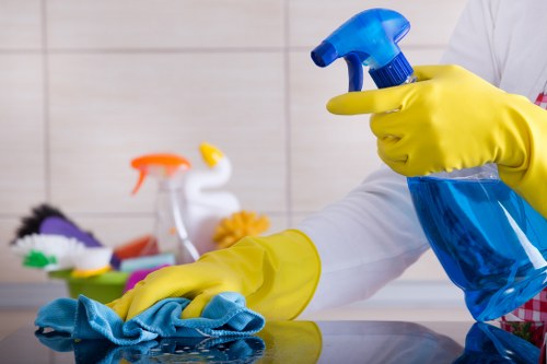 Cleaning team preparing a scheduled service booking