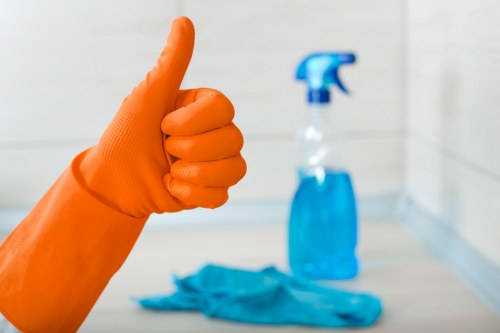 Office cleaners in Barnes maintaining a modern workspace