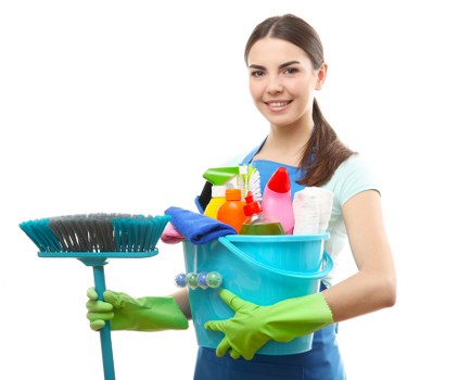 Supervisor checking workplace safety conditions during a cleaning task