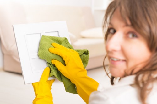 Different upholstery materials being treated during sofa cleaning